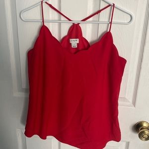 Red J. Crew Factory scallop tank top